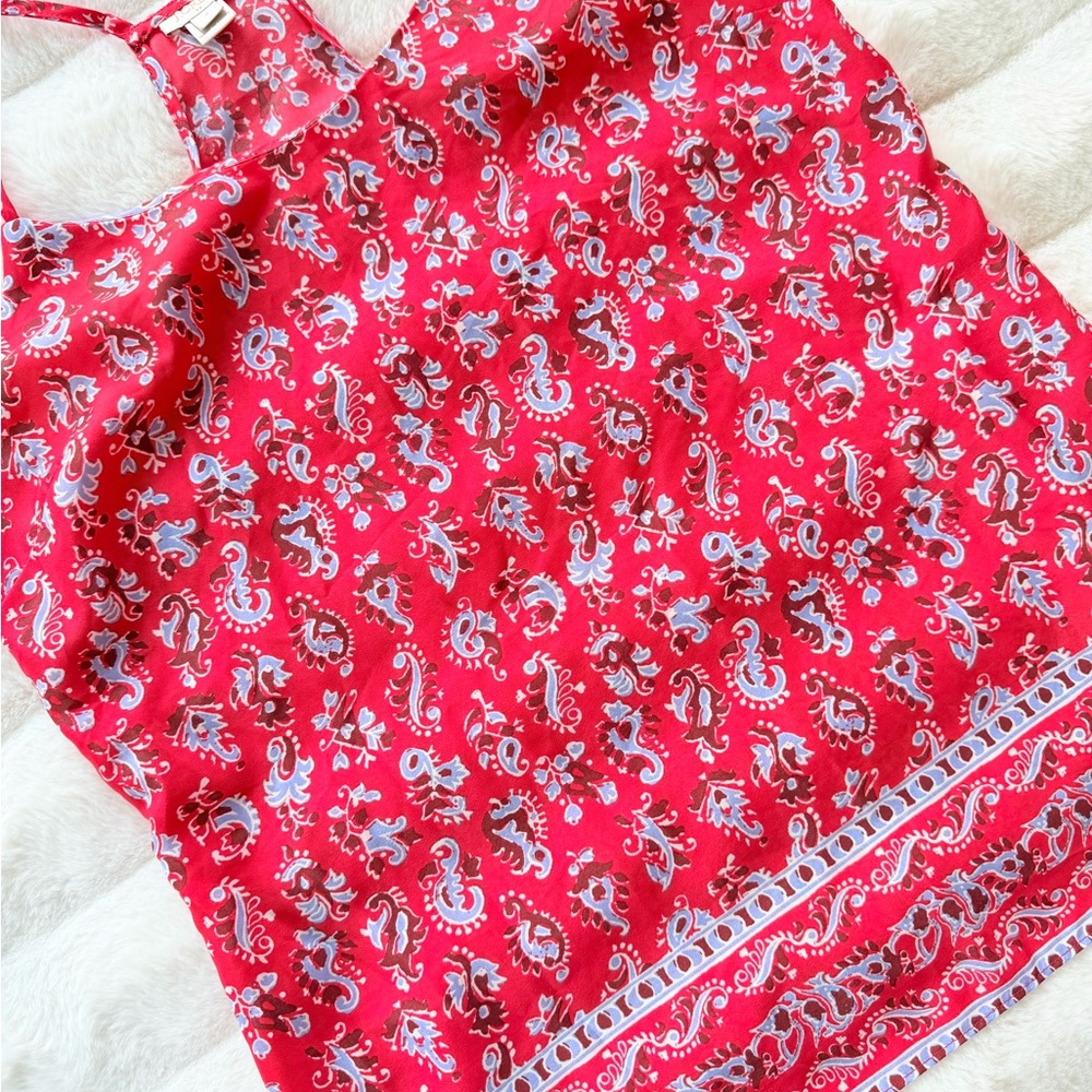 J.Crew Red Paisley Halter Tank Top Size 6 Lightweight Summer - Picture 3 of 9